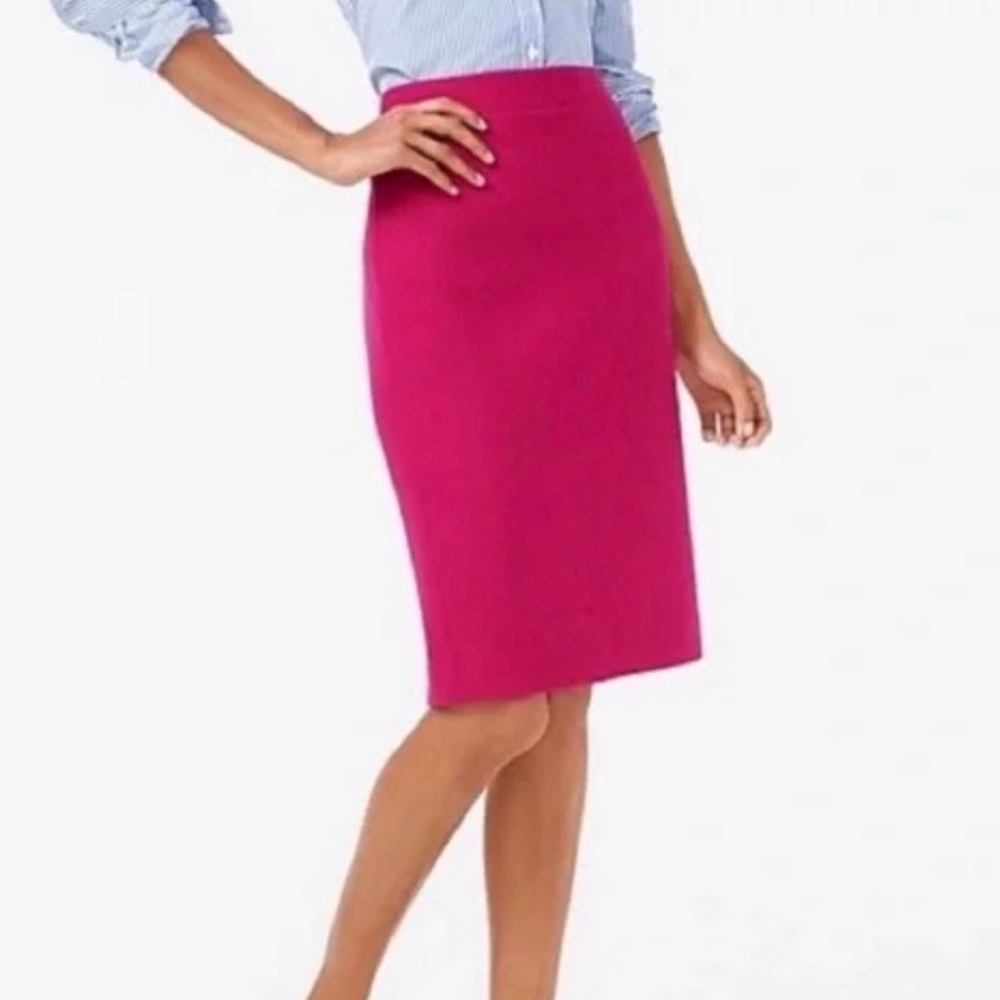 NWT J. Crew Hot Pink Double Serge Wool Pencil Skirt